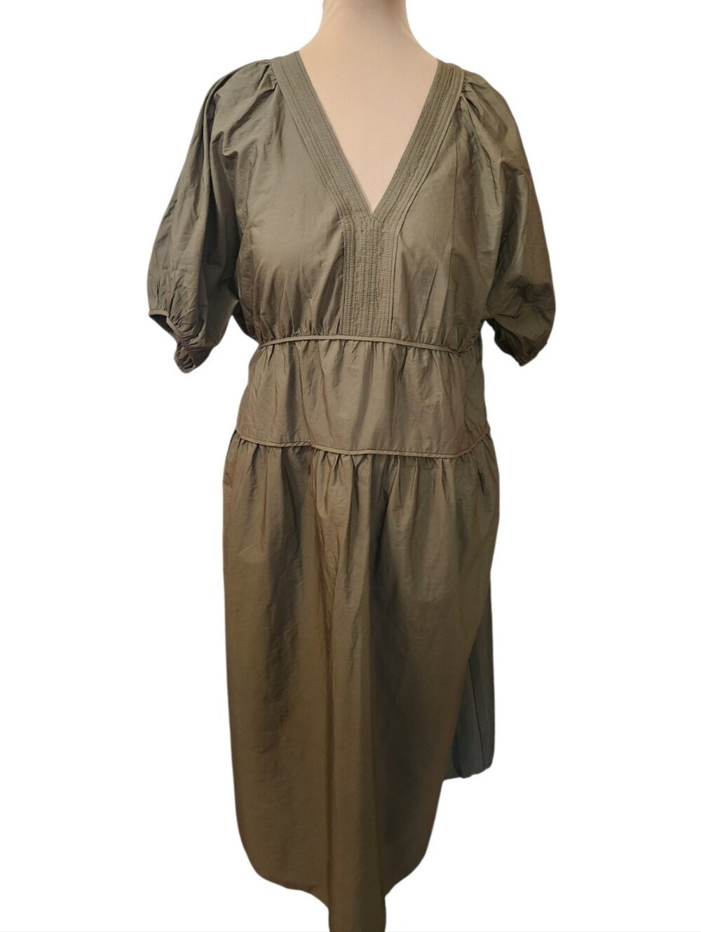 MADEWELL Puff Sleeve Maxi Prarie Dress in Poplin - Size XL - Picture 4 of 16